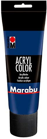Marabu 12010025053 - Acryl Color dunkelblau 225 ml, cremige Acrylfarbe auf Wasserbasis, schnell trocknend, lichtecht, wasserfest, zum Auftragen mit Pinsel und Schwamm auf Leinwand, Papier und Holz