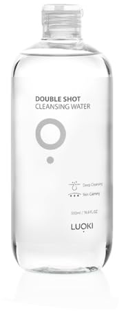 luoki Double Shot Cleansing Water 500ml (16.9 fl oz) - Hypoallergenic Deep Clean Micellar Cleansing Water and Makeup Remover… (16.9 Fl Oz) (Pack of 1)