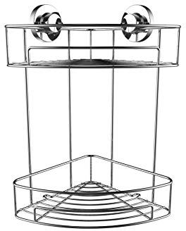 Britten & James Corner Shower Tidy 2-Tier Suction Fit Rust Proof Stainless Steel