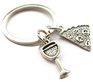 Porte-clés en forme de nourriture, pour vin, glace, livre de cuisine, couteau, fourchette, pizza, porte-clés mignon