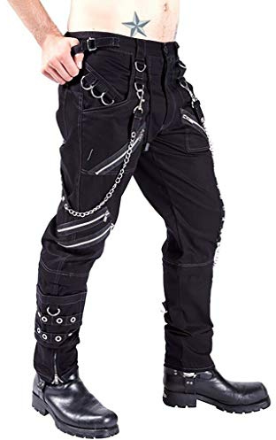Cicilin Mode för män hiphop rock punk gotisk sport vandring ridning vardag lastbyxor gatudans byxor haremsbyxor, Svart, 30W