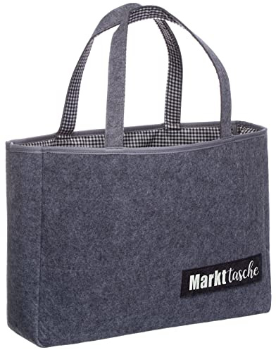 Brandsseller Filtväska marknadsväska | fritidsväska av filt | Praktisk shoppingväska | shoppingväska med handtag, Design 1, ca. 45 x 33 x 14 cm