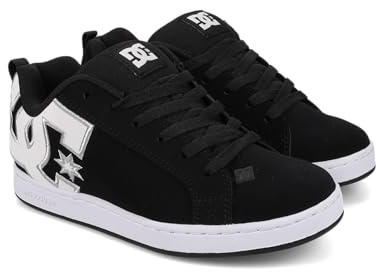 DC Women's Court Graffik Casual Skate Shoe,Black/White Stencil,8