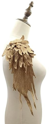 1 coppia di applicazioni ricamate 3D in pizzo con ali ricamate, accessori per abbigliamento, multicolore, motivi in pizzo, toppe in poliestere, cucito artigianale, ideale per matrimoni, abiti da sposa
