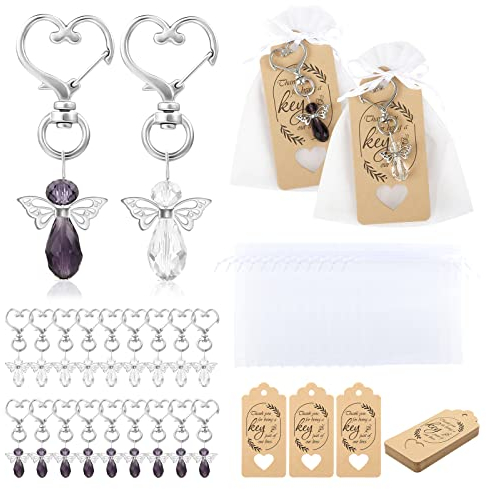 GWHOLE 20 Stück Schutzengel Anhänger Gastgeschenke Schutzengel Schlüsselanhänger Taufe Glücksbringer Set Engel Anhänger Abschiedsgeschenk Kleine Gastgeschenke für Taufe Hochzeit Geburtstag