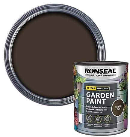 SAVING HUB Fence Paint Garden Shed Paint 750ml - Exterior Wood Paints Tin Waterproof, Weatherproof Paints - For Benches, Metal, Brickwork, Terracotta Pots, Stones, Tin (English Oak)