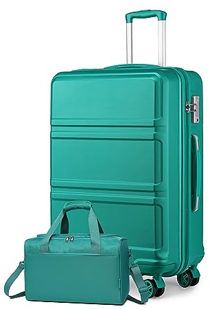 KONO Set di 2 Valigie Rigida e Leggera Valigia Grande 75cm in ABS+PC con 4 Ruote Rotanti e Lucchetto TSA & Borsa da Viaggio Ryanair 40x30x20, Turchese
