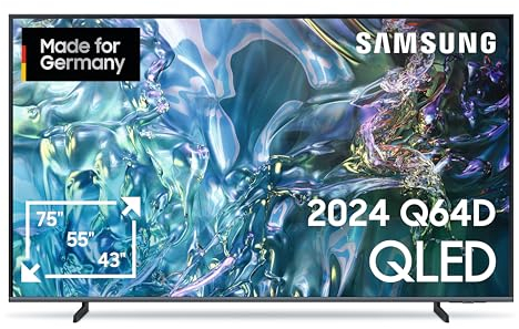Samsung QLED 4K Q64D Fernseher 75 Zoll, TV mit Quantum Prozessor Lite 4K, 100% Farbvolumen, Upscaling, Motion Xcelerator, Smart TV, GQ75Q64DAUXZG, Deutsches Modell