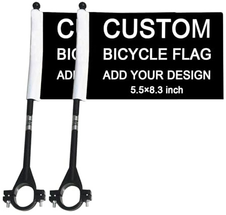 Bagetu Lot de 2 drapeaux de vélo personnalisés pour vélo (14 x 21 cm double face, 2 ensembles)