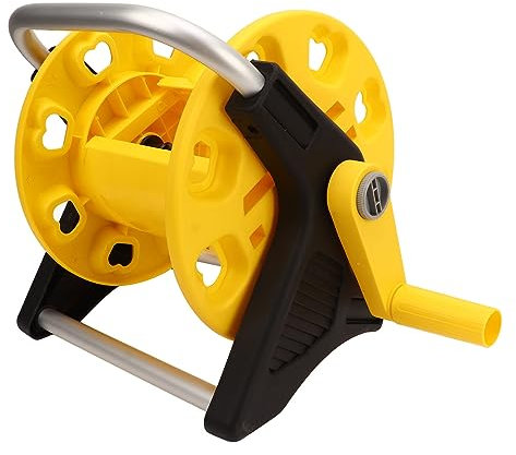 Carrete de Manguera, Soporte para Caja, Organizador, Estante, Organizador de Bobinado de Tubos, Caja, Carro, Estante Tipo Empuje Manual para Tubería de Agua de Jardín, Amarillo