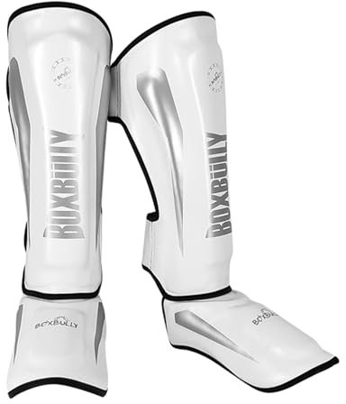 Serenitison Schienbeinschoner Kickboxen,Kickboxen SchienbeinschüTzer,Schienbeinschoner Kickboxen,Leder Schienbeinschützer Thaiboxen Kampfsport Muay Thai Spannschützer,Gepolstert,Stoßdämpfung