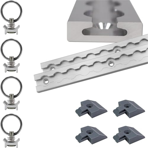 Binario per airline, 2 x 1,5 m, rettangolare, argento anodizzato, in set con 4 occhielli e 4 tappi terminali, binario di ancoraggio in alluminio, robusto, elevata stabilità e durata, rimorchio, auto