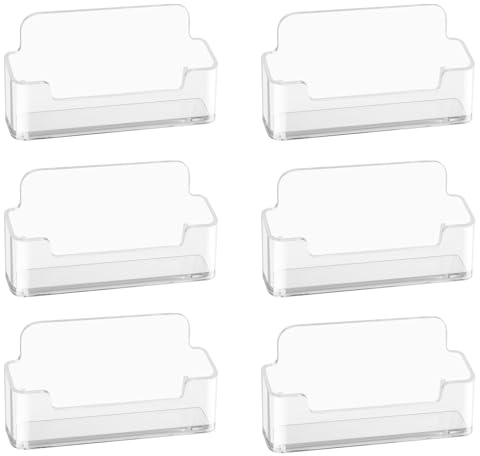 6 stycken visitkortshållare, transparent visitkortsförvaring, 23 x 100 x 30 mm visitkortshållare för skärmar, visitkortslådor av akryl, visitkortshållare skrivbord för kontoret