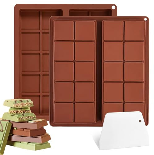 FLYGRRIV Schokoladenform Silikon, silikonform schokolade Mit 1 Schaber, 2 Stück tief schokoladenform dubai schokolade, Antihaftbeschichtung schokoladen form für Dubai Schokolade Praline Süßigkeiten