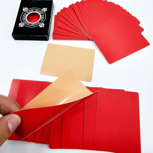 Carte da manipolazione ultrasottili, trucchi magici, color carne, accessori per maghi, primo piano, illusioni, espedienti, puntelli (rosso)