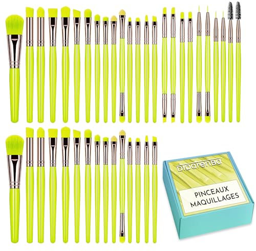 Pennelli make up set 40 pezzi setole di qualità pennelli trucco con correttore pennello per ombretto Giallo