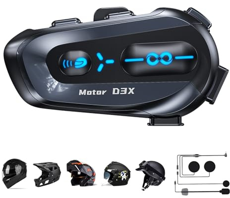 Motorcycle Intercom Helmet Bluetooth Headset with Noise Cancelling Mic IP56 Waterproof Motorbike Intercom Headphones 600m Unlimited Rider Group Chat Helmet Speakers Motorcycle Communication System