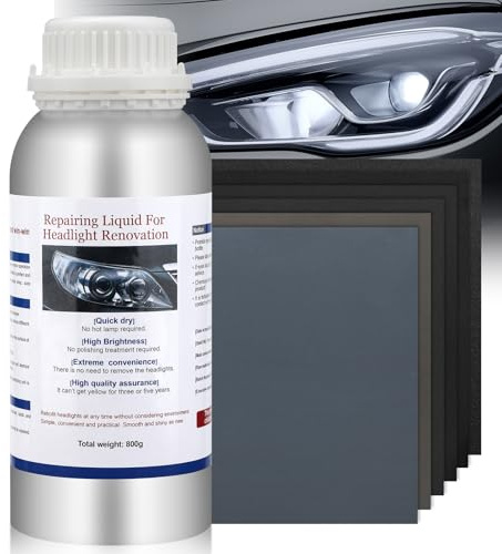 Teokantz Líquido de vaporización de faros 800g, Headlight Polish líquido de reparación de faros, Kit de restauración de faros de coche, Pulidor de faros para amarilleamiento, arañazos, empañamiento