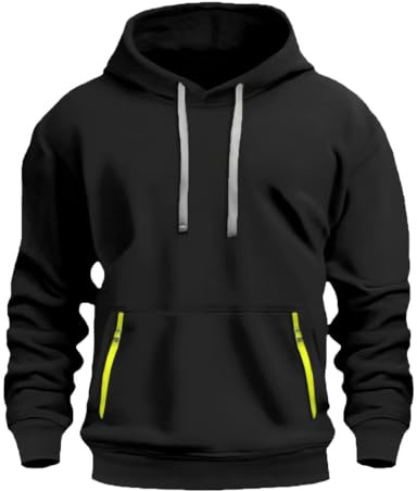 Pull noir doux, confortable, avec doublure en polaire, décontracté, chaud, avec fermeture éclair, pour les sports de plein air, le quotidien, sweat à col rond pour homme