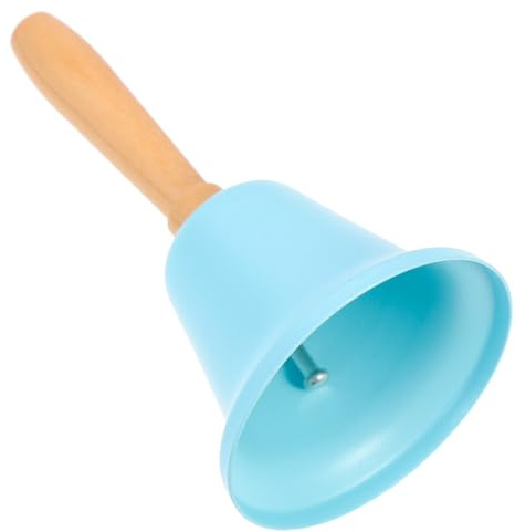 TOYZFRIENDY Campana de Mano Navideña Retro con Mango de Madera Azul Campanilla de Metal para Decoración de Mesa Manualidades y Señalización Hogar Bar y Restaurante