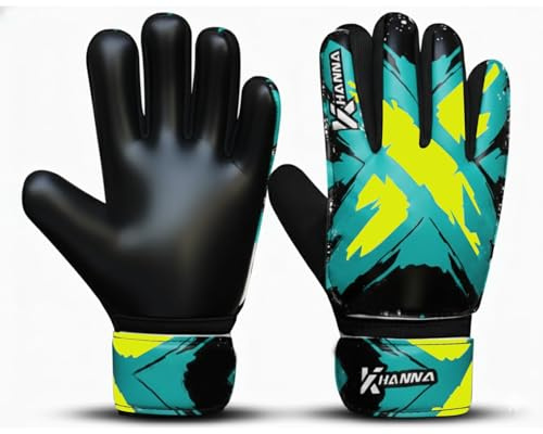 khanna Guanti da Portiere per Bambini, Ragazzi e Adulti - 4mm Palmi ad Alta Presa Traspirante, Doppio Supporto Guanti da Portiere Calcio