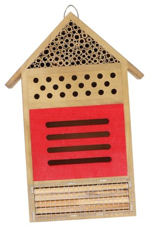 iplusmile Hotel para Abejas Solitarias de Madera Colgante Decoración de Jardín Resistente y Duradera Casa para Polinizadores para Exteriores