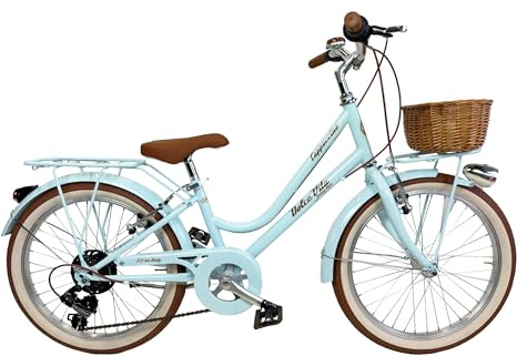 Mädchenfahrrad Junior Vintage Retro 7 Gänge Dolce Vita Cappuccino 20 Zoll (Hellblau)