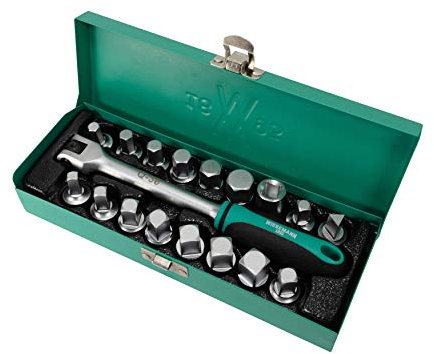 Ölablassschrauben Set 18tlg. für Ölablass-Schrauben inkl. Griff 3/8 extra umfangreich I mit praktischem Metallkoffer von WIESEMANN I 80232