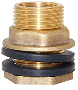 Joywayus 1/2 NPT Female 3/4 GHT Male Soild Brass Water Tank Connector Theaded Bulkhead Fitting with 2 Rubber Ring Stablizing