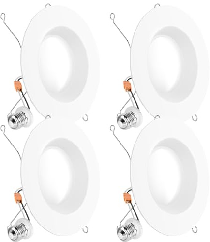 Sunco 6 Inch LED Recessed Light, Retrofit Downlight Can Lights for Ceiling, Baffle Trim, 1050 LM, 13W (75W Equivalent), 5000K Daylight, Dimmable, Damp Rated UL 4 Pack