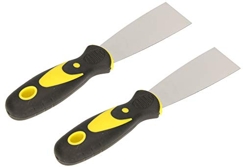KOTARBAU® Juego de 2 espátulas de pintor de acero inoxidable de 40 mm para escayola, espátula universal con mango de goma