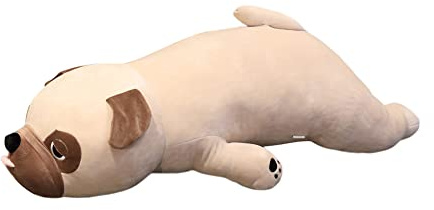 Mops plyschdjur, 70 cm liggande hund gosig tie djur kudde söt djur docka fluffig mjuk leksak, tecknad mops kudde fylld plysch plyschleksak kramkudde plyschkudde leksak gåva