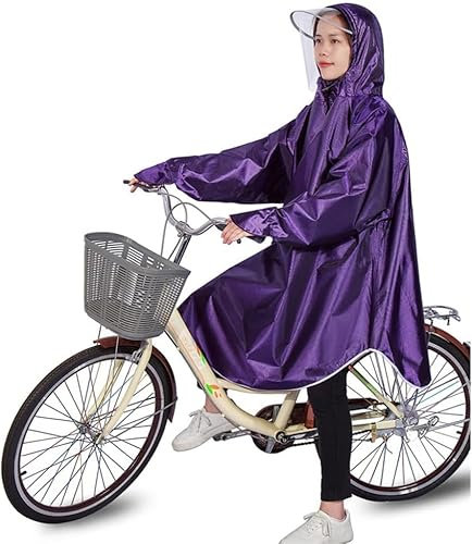 Fahrradponcho, wasserdichter Regenmantel, Fahrrad-Regenponcho for Erwachsene, Regenmantel mit Kapuze for Damen und Herren, mit reflektierenden Streifen, leicht, wasserdicht, wiederverwendbar (Farbe: R
