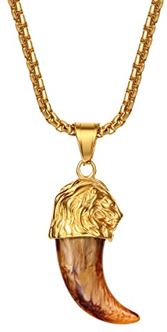 OIDEA Colgante Oro Forma de Ancla Cabeza de León Collar para Hombre Acero Inoxidable Resina Hipoalergénica Joyería Punk Gótica Regalo Potencia Fiesta del Padre