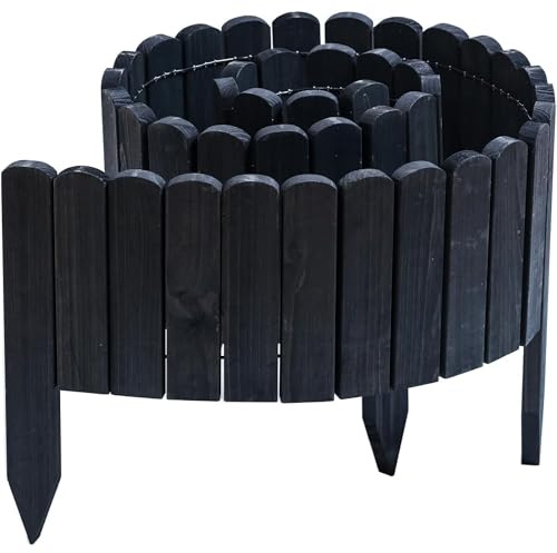 Gartenwelt Riegelsberger Rollborder antracit längd 203 cm höjd 35 cm, trästaket, klippkant, trästaket, gran