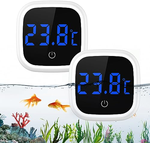 Ankilo Aquarium Thermometer, Aquarienthermometer Digital mit Touch Screen,LED Kabelloses Temperaturmessgerät, Marine Thermometer,Digitales Wasser Thermometer für Süßwasser Meerwasser Reptilien 2Ber