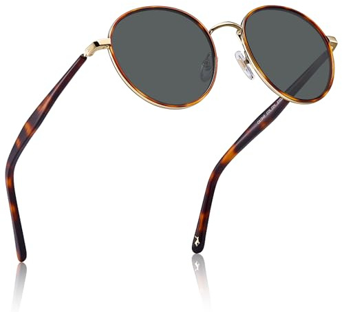 CARFIA Vintage Runde Damen Sonnenbrille Polarisiert 100% UV-Schutz mit Brillenetui Kategorie.3 für Outdoor Fahren