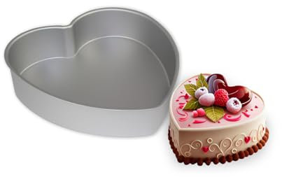 Avilia Teglia in Alluminio Anodizzato a Forma di Cuore 35x7,5cm - Superficie Resistente e Antiaderente Ideale per Preparare Torte e Dolci - Prefetta per Ogni Occasione è Facile da Pulire e Usare