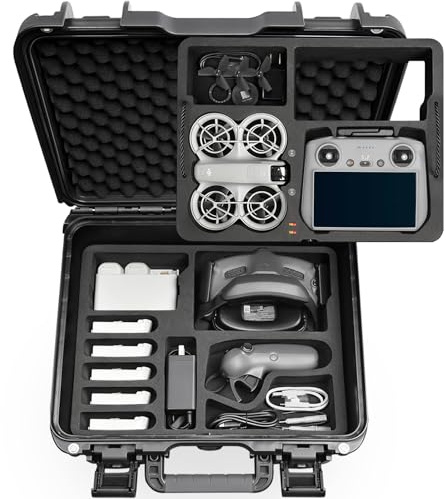 LEKUFEE Wasserdichter Koffer für DJI Neo 1 Drohne,Fly More Combo,RC 2,RC N3/N2,Goggles 3(Nicht für N3) /2/ Integra/DJI FPV Controller 3, RC Motion 3/2 und Zubehör (Nur Koffer)