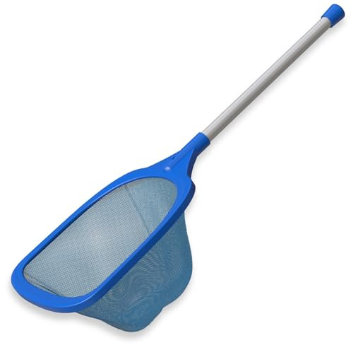 Greenerever Hot Tub and Small Pool Handheld Skimmer Net; Aluminum Pole Handle Included; Removes Debris and Cleans Pools, Spa, Ponds and Fish Tanks; Deep Durable Fine Mesh Netting