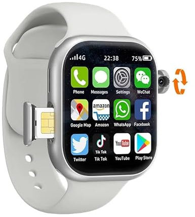 XINDADA Montre intelligente VP19 S10 4G avec carte SIM Android 10 128 Go ROM Caméra rotative à 190° GPS WiFi 2,3 Amoled Smartwatch Adulte (gris, 4 Go 64 Go)