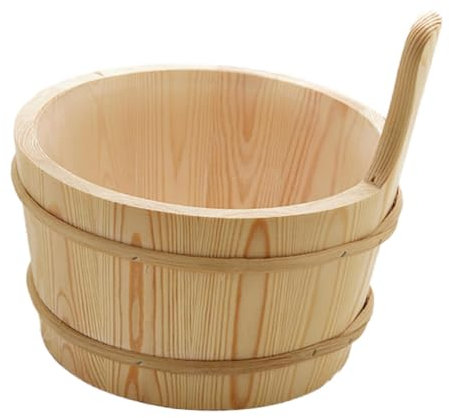 predolo Accessoire de Sauna En Bois, Extérieur avec Poignée Ergonomique, Outil de Sauna, Décoration de Sauna, Seau 26x22x27cm