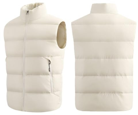 Doudoune Chauffante Homme Femme, Gilet Chauffant avec 13 Zones 3 Niveaux de Chauffage, Veste Chauffante Imperméable Gilet Homme d'hiver pour Moto Pêche Chasse(Beige,M)