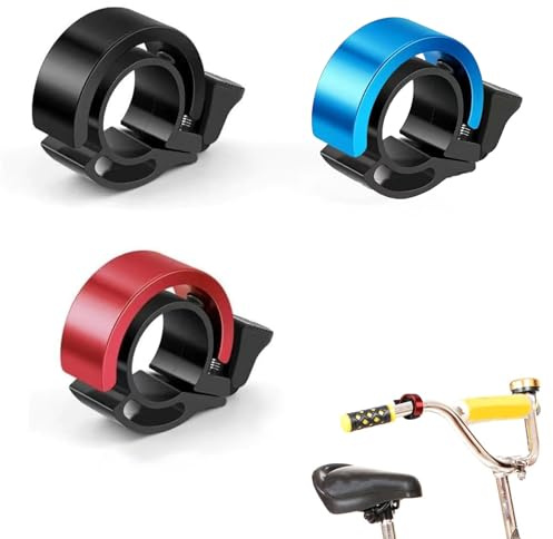 SEPWGUMD Campanello Bicicletta 3 Pezzi Nero Rosso Blu per Manubrio 22-24mm Bici da Città MTB e-Bike Alluminio Design Compatto Segnale 100dB Facile da Montare