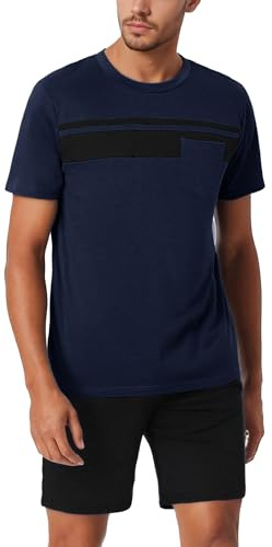 Bresdk Kort pyjamas för män, nattlinne, bomull, shorts och kortärmad, andningsbar, komfort, för sömn och hem, S–3XL