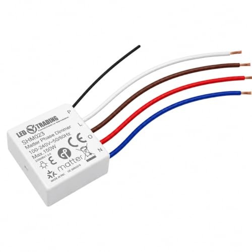 Matter over Thread Micro Smart Dimmer 150 W infälld fasavsnittsdimmer 1 kanal 100 till 240 V AC med energimätning för dimbara LED-lampor (matt mikro-dimmer)