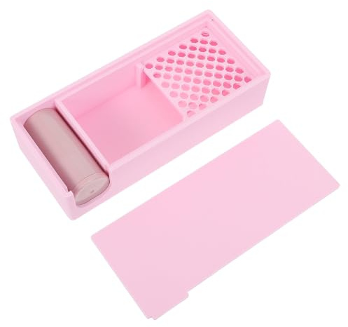 ibasenice Caja para polvo de maicena con pinceles | Recipiente 2 en 1 con tamizador y tapa extraíbles | Herramienta antiadherente para cortar arcilla polimérica y hacer joyas (rosa)
