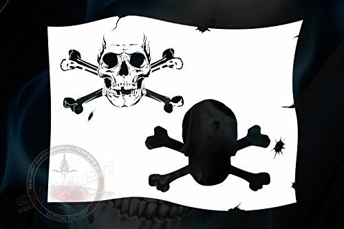 Airbrush mall för piratflagga piratskalle – tatuering och graffiti stencil mall