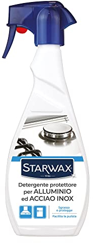 STARWAX - Detergente protettore per alluminio e acciaio inox - Sgrassa e protegge - Facilita la pulizia - Adatto per il contatto con gli alimenti - Ritarda la ricomparsa dello sporco - 500 ml
