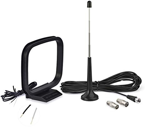 Bingfu Antenne Radio FM Dab et Boucle AM Intérieure Télescopique pour Sony Denon Pioneer Onkyo Radio Numérique FM HD Amplifiee Stéréo Bluetooth Tuner Chaine HiFi